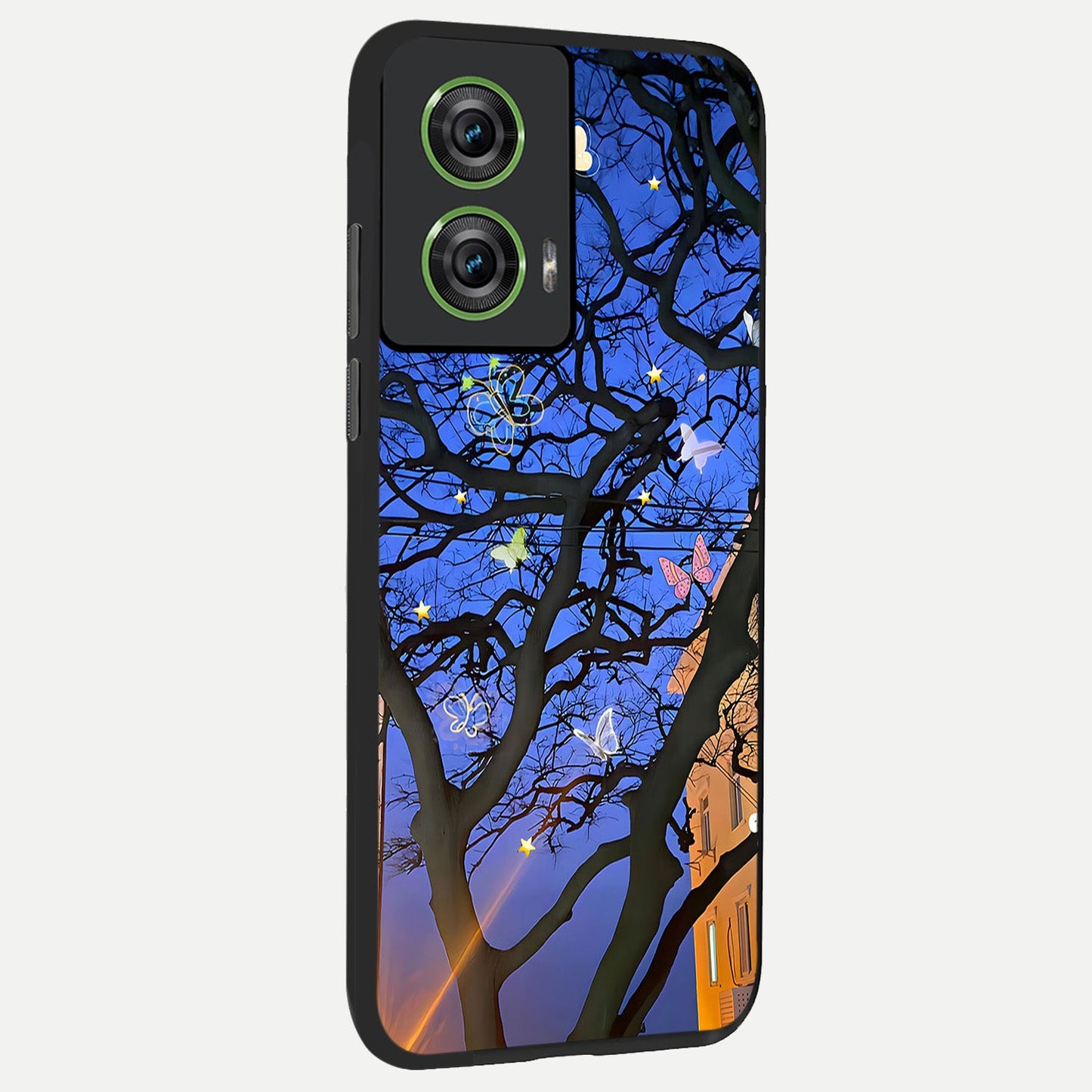 Butterfly Night Magic back cover For Moto Edge 50 Fusion slim fit glass case with vibrant aesthetic design