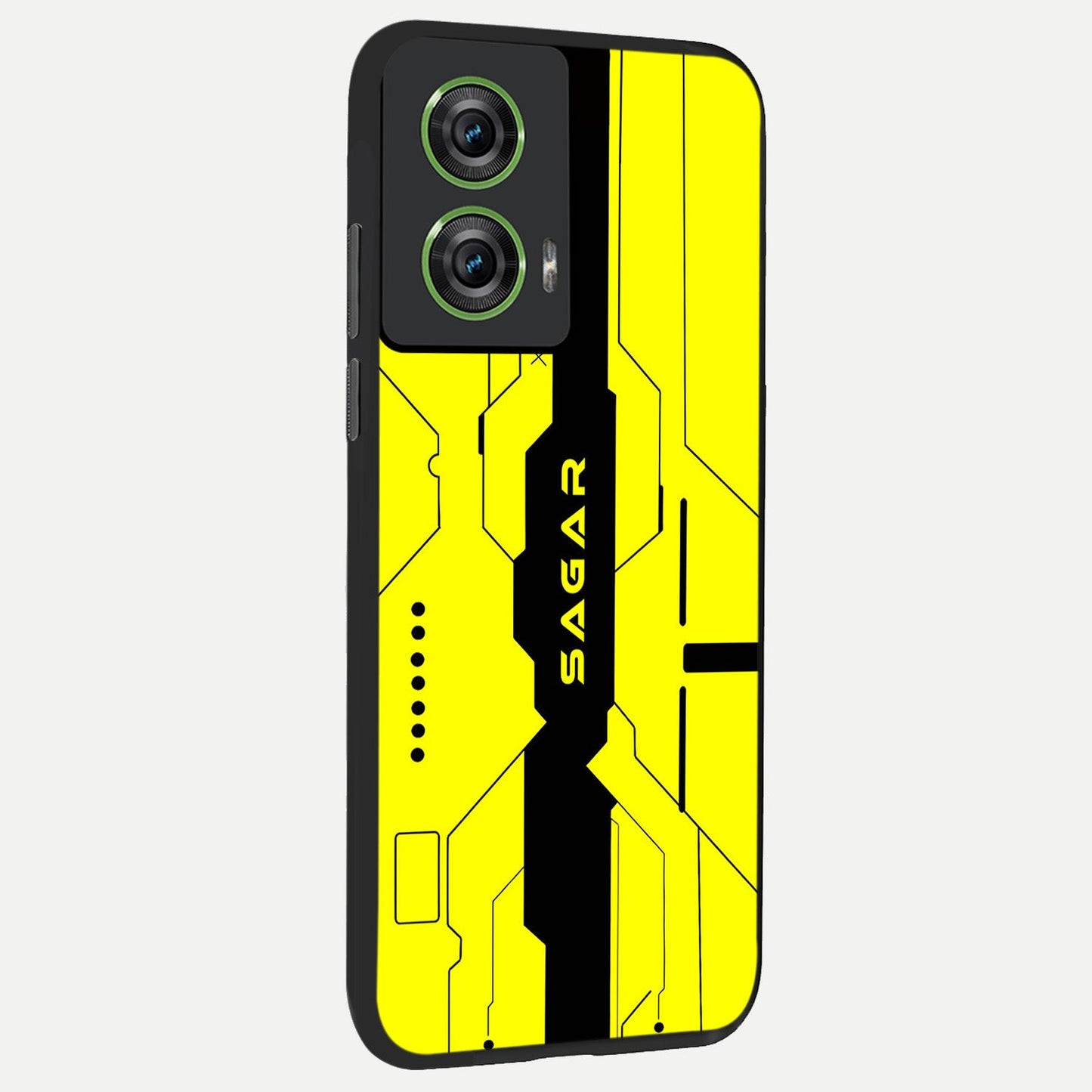 Circuit CYBERPUNK Custom Name back cover For Moto Edge 50 Fusion slim fit glass case with vibrant aesthetic design