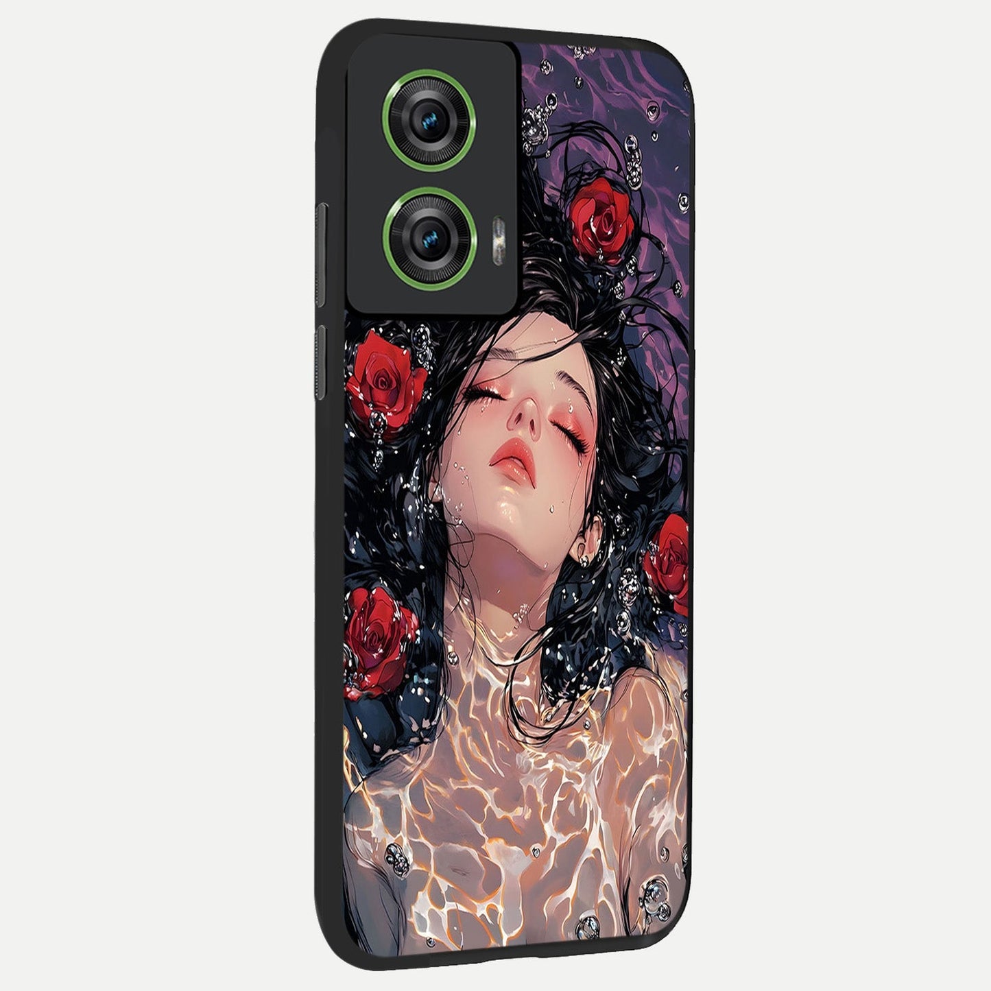 Crimson Rose Serenity back cover For Moto Edge 50 Fusion slim fit glass case with vibrant aesthetic design