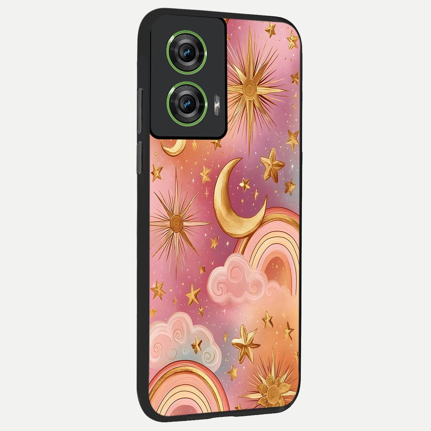 Golden Celestial Dreams back cover For Moto Edge 50 Fusion slim fit glass case with vibrant aesthetic design