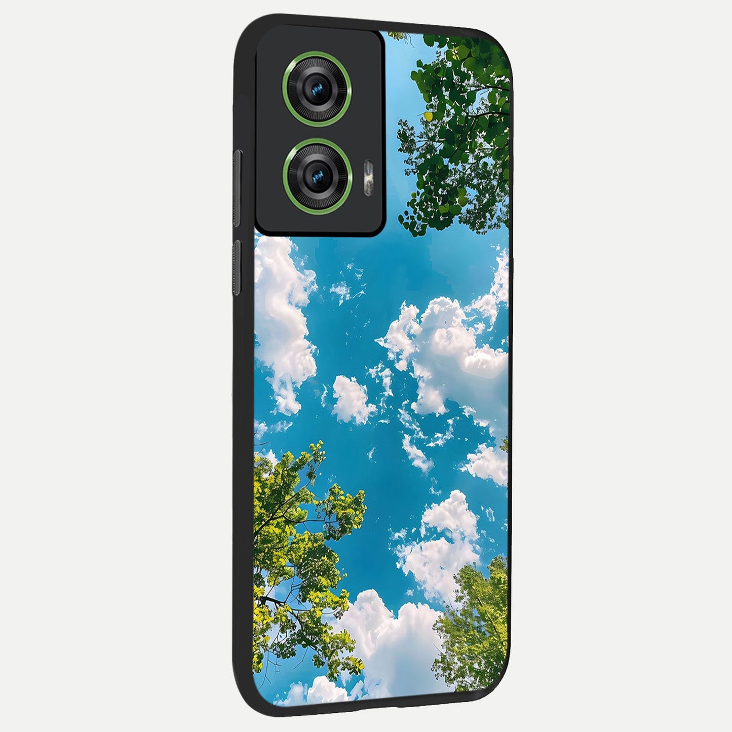 Green Moon Energy back cover For Moto Edge 50 Fusion slim fit glass case with vibrant aesthetic design