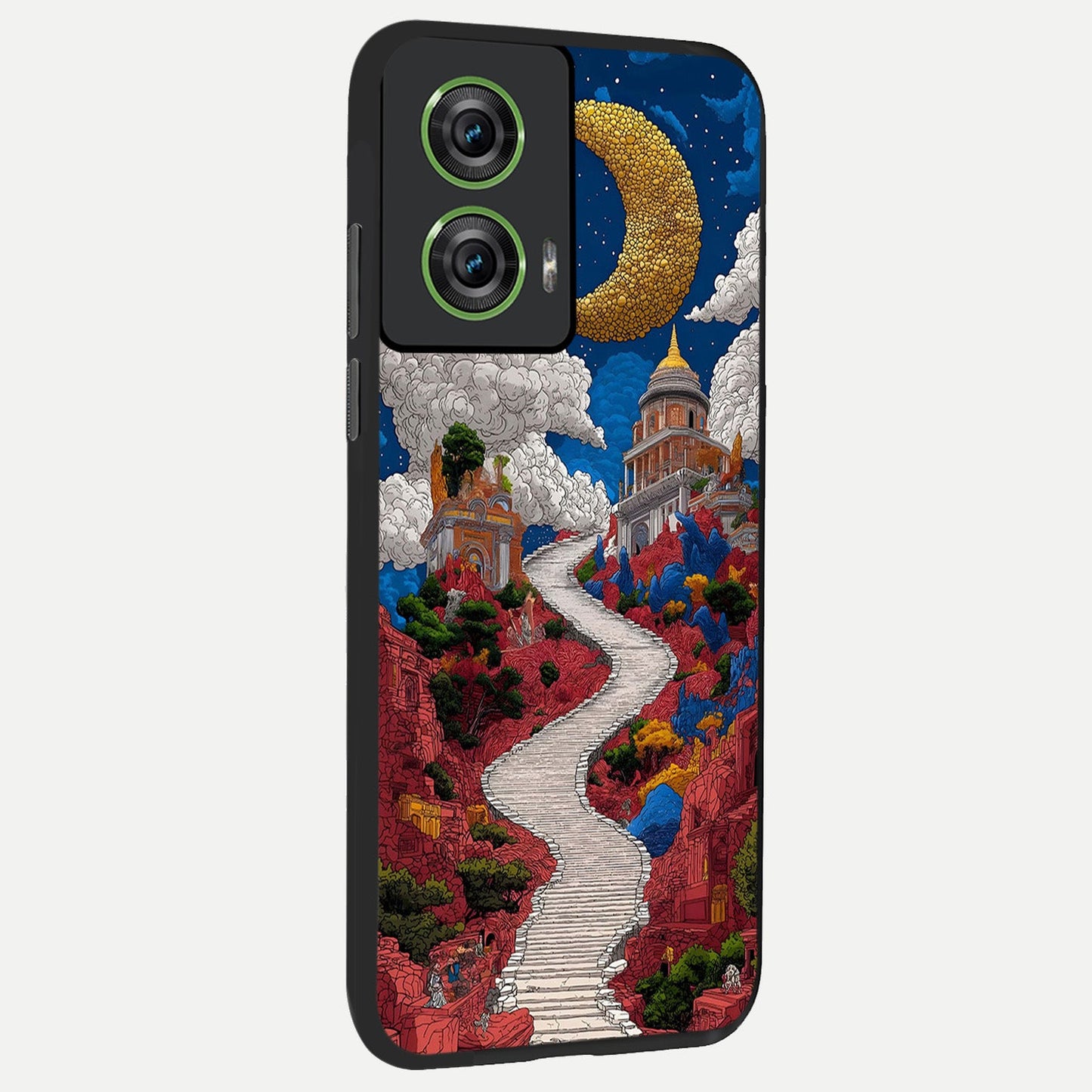 Heavenly Moon Path back cover For Moto Edge 50 Fusion slim fit glass case with vibrant aesthetic design