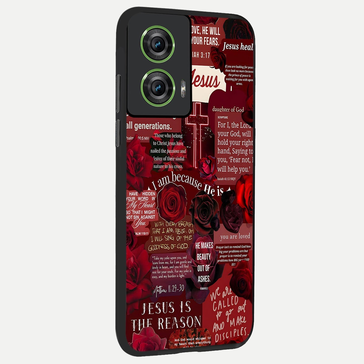 Jesus Love Heals back cover For Moto Edge 50 Fusion slim fit glass case with vibrant aesthetic design