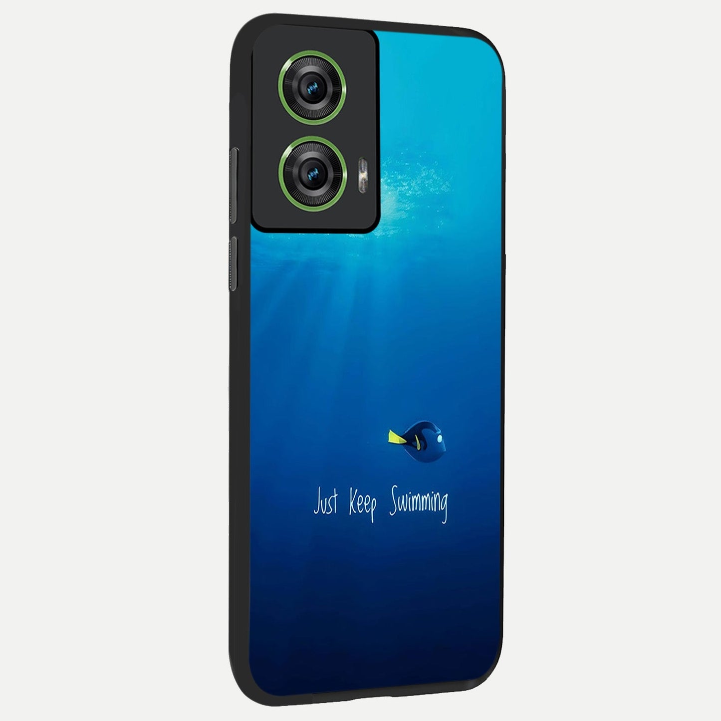 Just Keep Swimming back cover For Moto Edge 50 Fusion slim fit glass case with vibrant aesthetic design