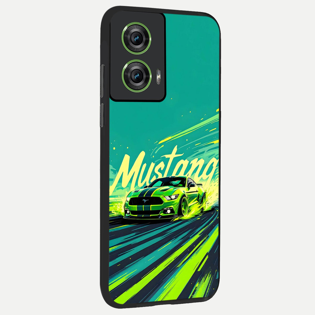 Mustang Bang back cover For Moto Edge 50 Fusion slim fit glass case with vibrant aesthetic design