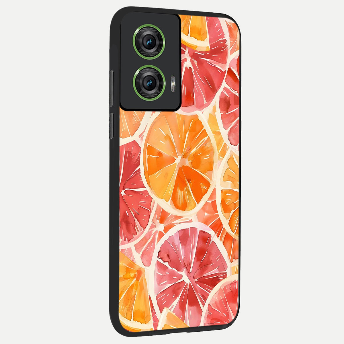 Orange Fruits Pattern back cover For Moto Edge 50 Fusion slim fit glass case with vibrant aesthetic design