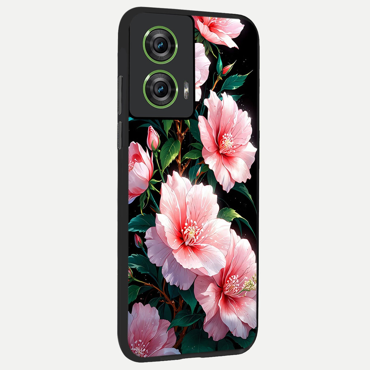 Peach Flower back cover For Moto Edge 50 Fusion slim fit glass case with vibrant aesthetic design
