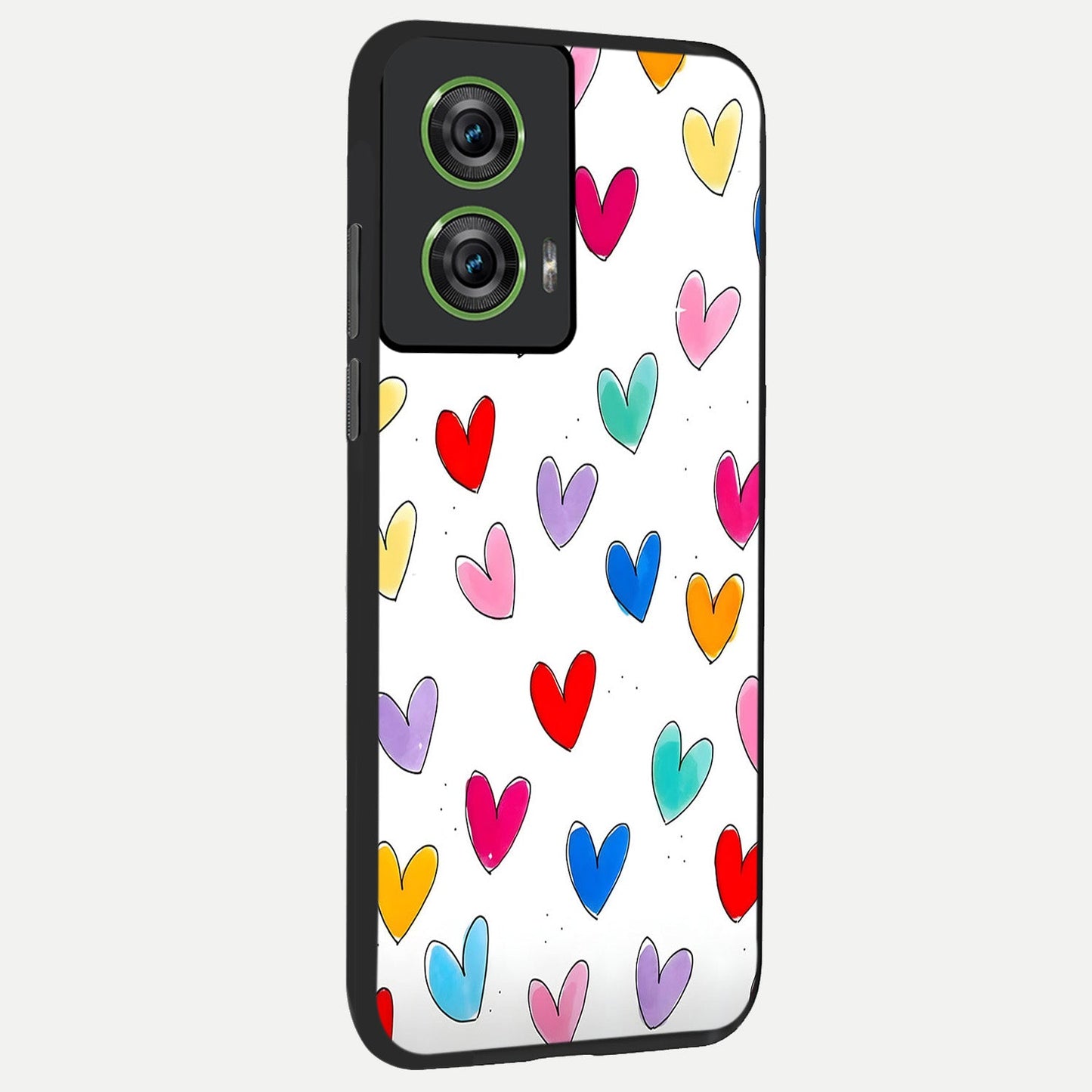 Playful Love Doodles back cover For Moto Edge 50 Fusion slim fit glass case with vibrant aesthetic design