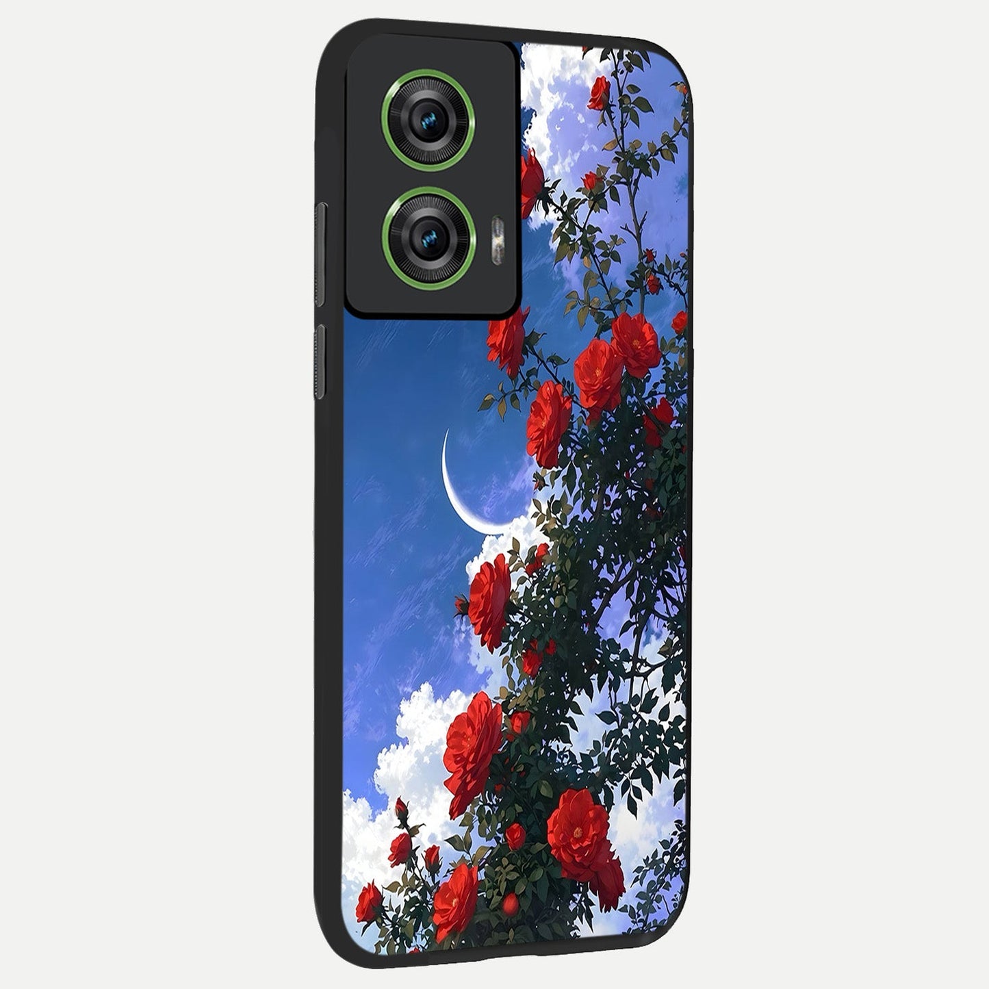 Rose Drift Flowers back cover For Moto Edge 50 Fusion slim fit glass case with vibrant aesthetic design