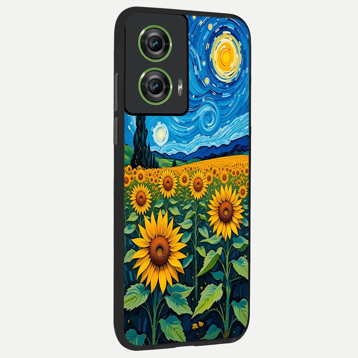 Starry Sunflower Dreams back cover For Moto Edge 50 Fusion slim fit glass case with vibrant aesthetic design