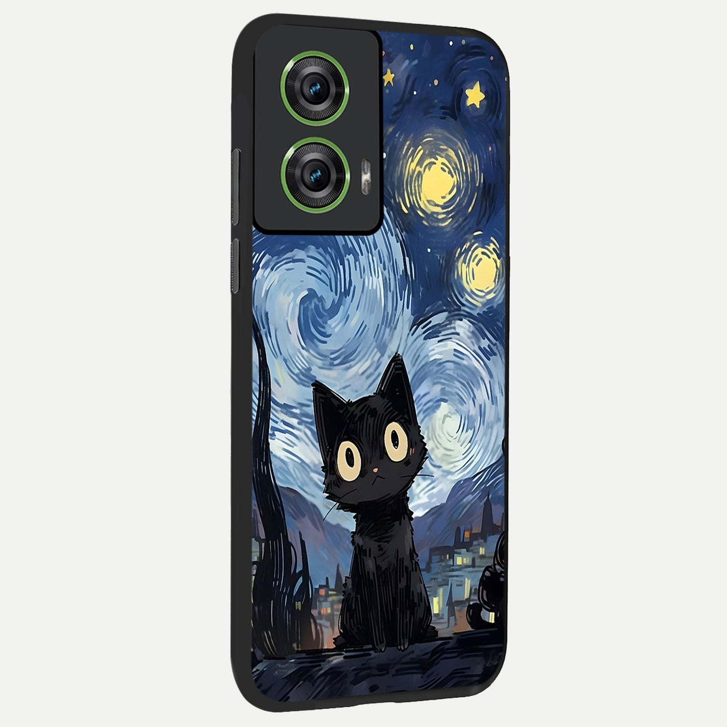 Van Gogh Cat back cover For Moto Edge 50 Fusion slim fit glass case with vibrant aesthetic design
