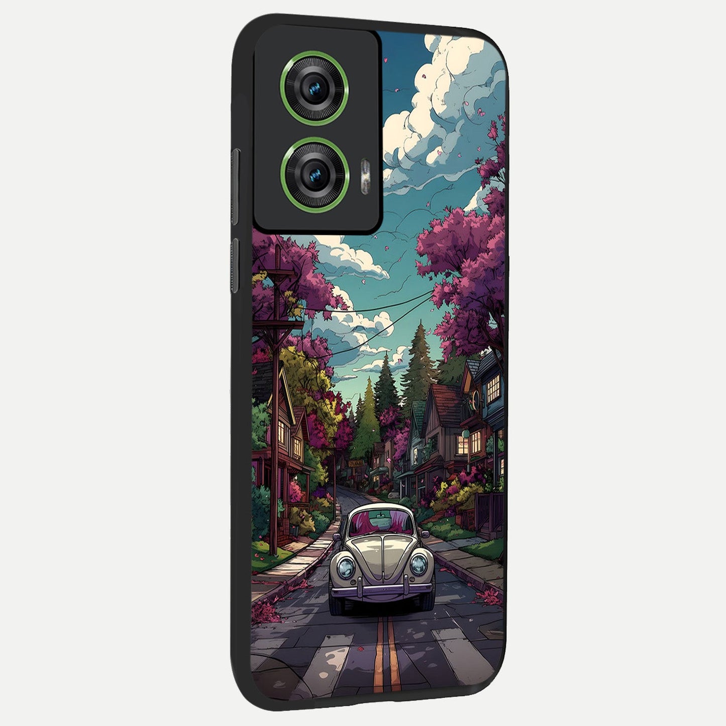 Vintage Street Drive back cover For Moto Edge 50 Fusion slim fit glass case with vibrant aesthetic design