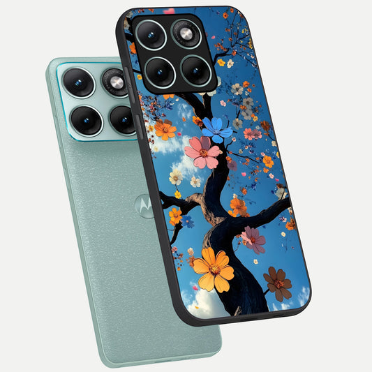Blossom Dream Sky phone case For Moto Edge 70 Fusion showing premium glass back cover with detailed artwork