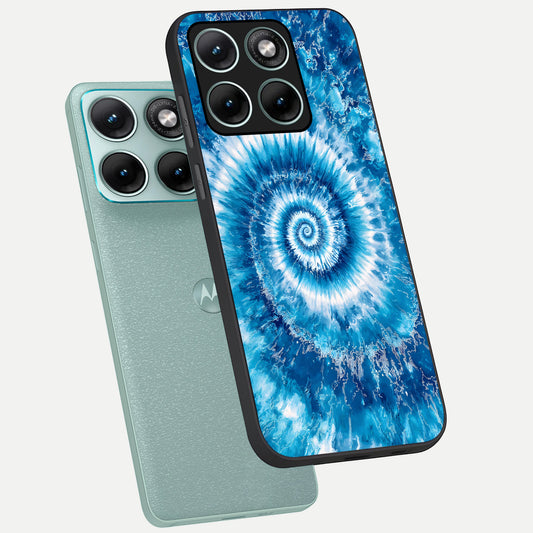Blue Galaxy Wave phone case For Moto Edge 70 Fusion showing premium glass back cover with detailed artwork