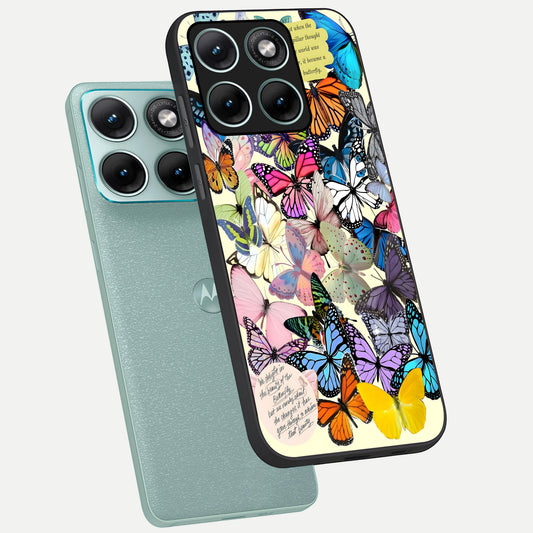Butterflies Petal Dream phone case For Moto Edge 70 Fusion showing premium glass back cover with detailed artwork