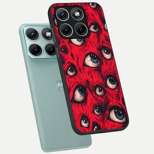 Crimson Watch Eyes phone case For Moto Edge 70 Fusion showing premium glass back cover with detailed artwork