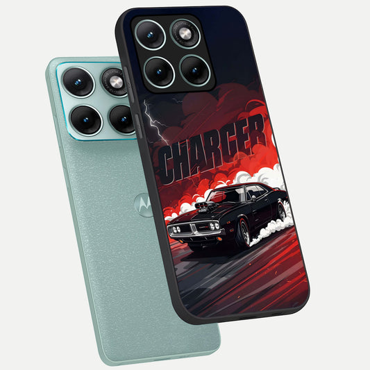 Dark Charger Fury phone case For Moto Edge 70 Fusion showing premium glass back cover with detailed artwork