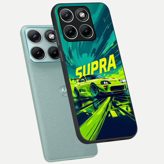 Electric Supra Thunder phone case For Moto Edge 70 Fusion showing premium glass back cover with detailed artwork