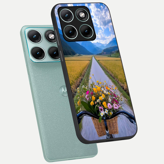 Golden Field Journey phone case For Moto Edge 70 Fusion showing premium glass back cover with detailed artwork