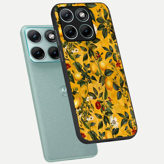 Golden Lemon Field phone case For Moto Edge 70 Fusion showing premium glass back cover with detailed artwork