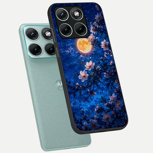 Moonlit Blossoms Night phone case For Moto Edge 70 Fusion showing premium glass back cover with detailed artwork