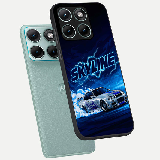 Neon Drift Beast phone case For Moto Edge 70 Fusion showing premium glass back cover with detailed artwork