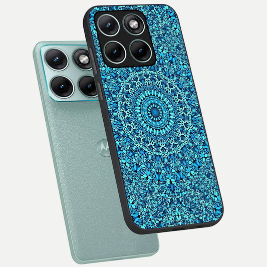 Ocean Bloom Mandala phone case For Moto Edge 70 Fusion showing premium glass back cover with detailed artwork