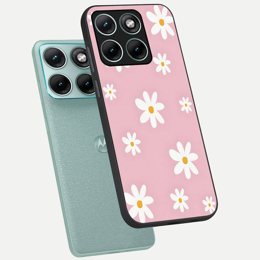 Soft Daisy Bliss phone case For Moto Edge 70 Fusion showing premium glass back cover with detailed artwork