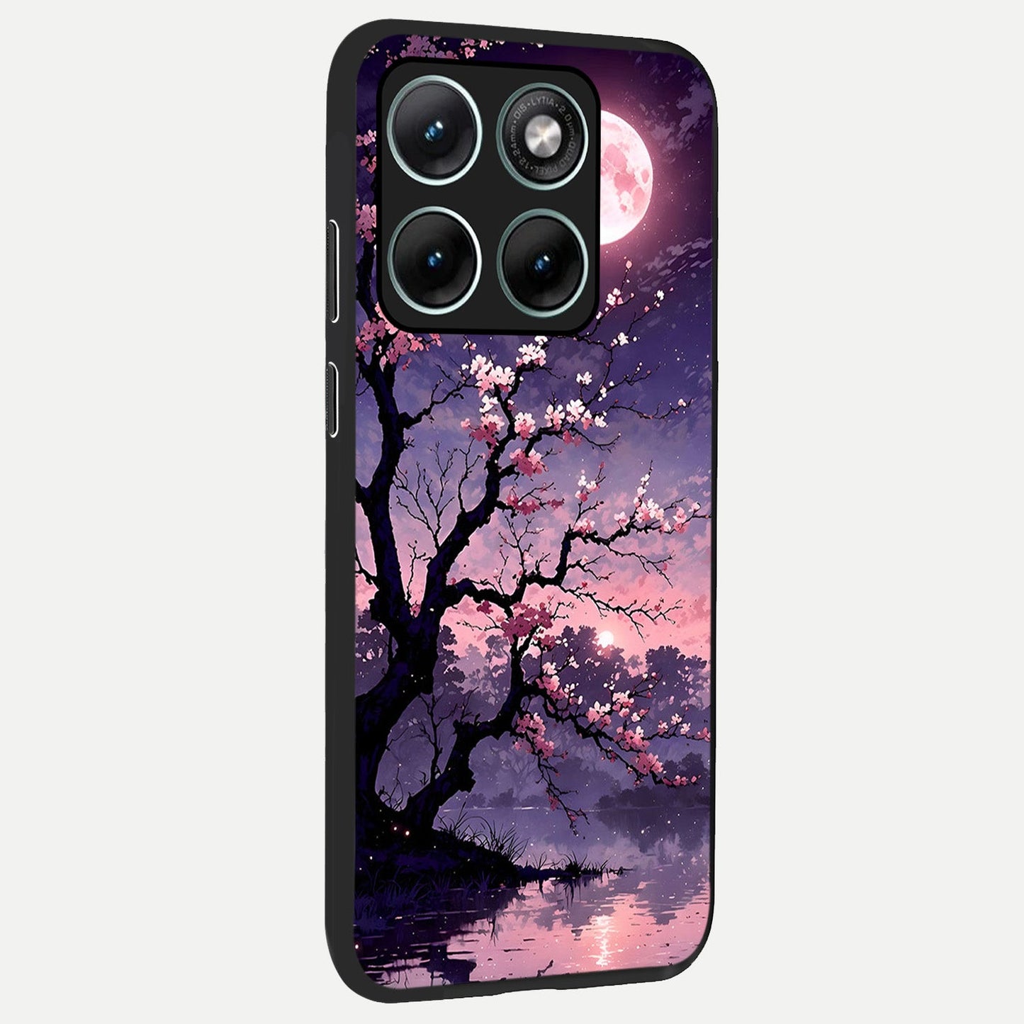 Blossom Pink Moon back cover For Moto Edge 70 Fusion slim fit glass case with vibrant aesthetic design