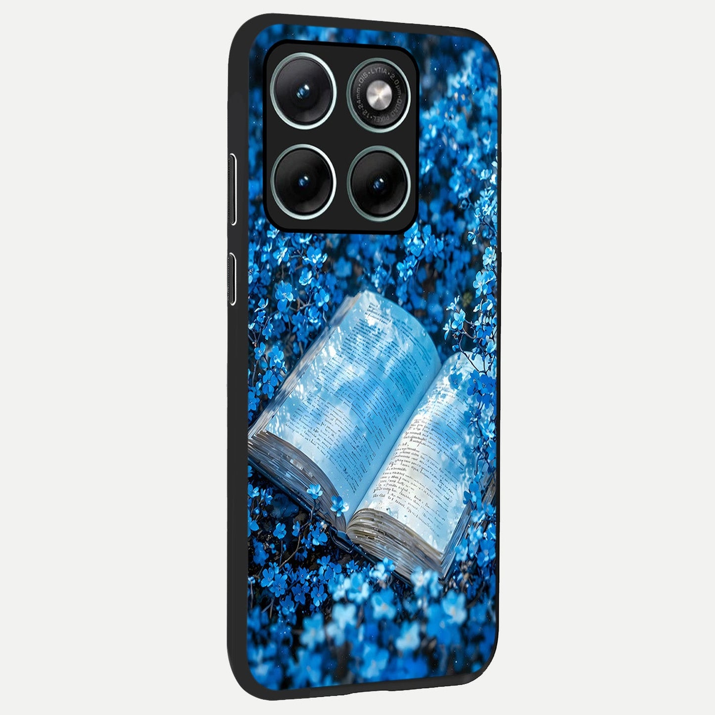 Blue Bloom Tales back cover For Moto Edge 70 Fusion slim fit glass case with vibrant aesthetic design