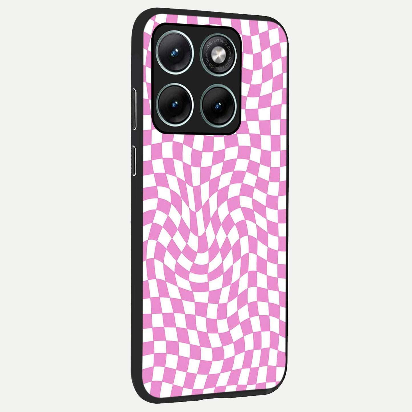 Bubblegum Check Wave back cover For Moto Edge 70 Fusion slim fit glass case with vibrant aesthetic design