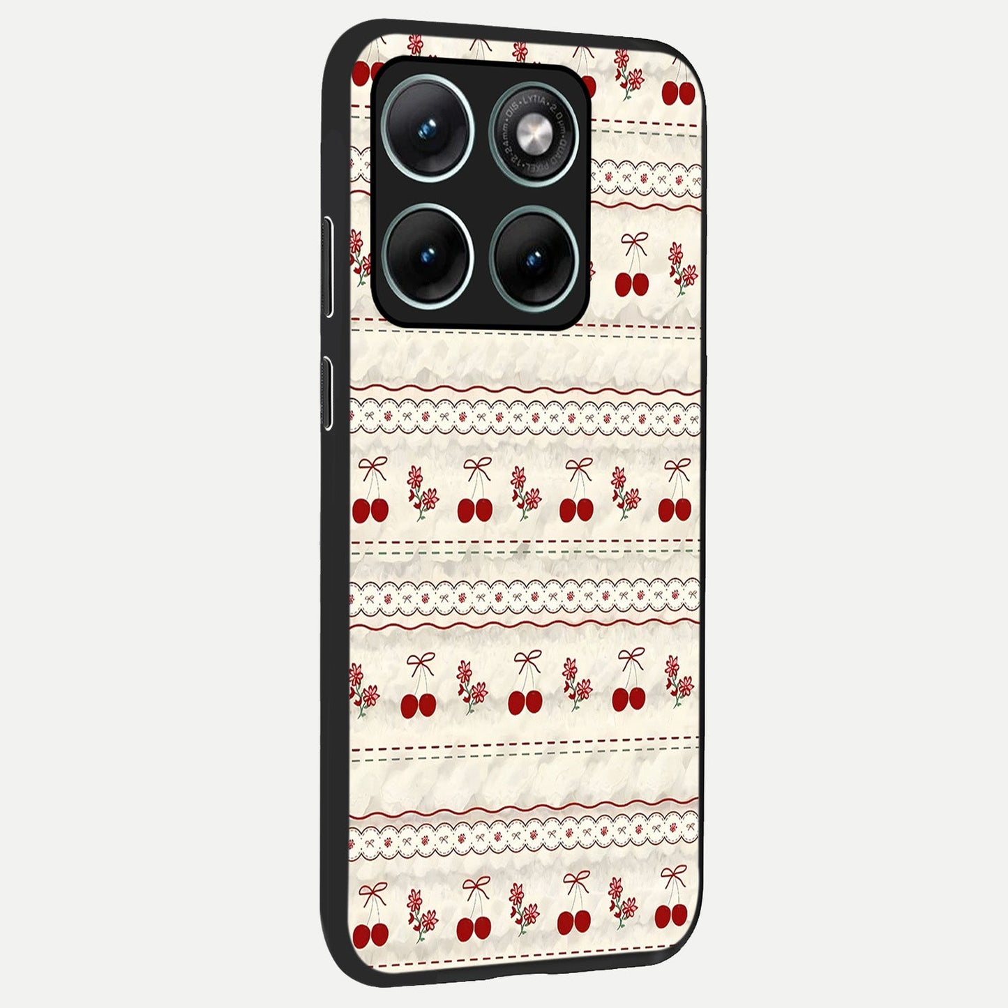 Cherry Bloom Charm back cover For Moto Edge 70 Fusion slim fit glass case with vibrant aesthetic design