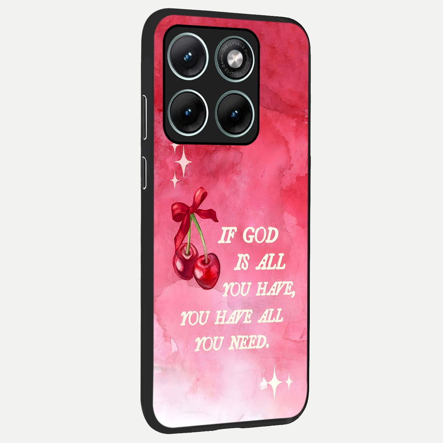 Cherry Quote back cover For Moto Edge 70 Fusion slim fit glass case with vibrant aesthetic design