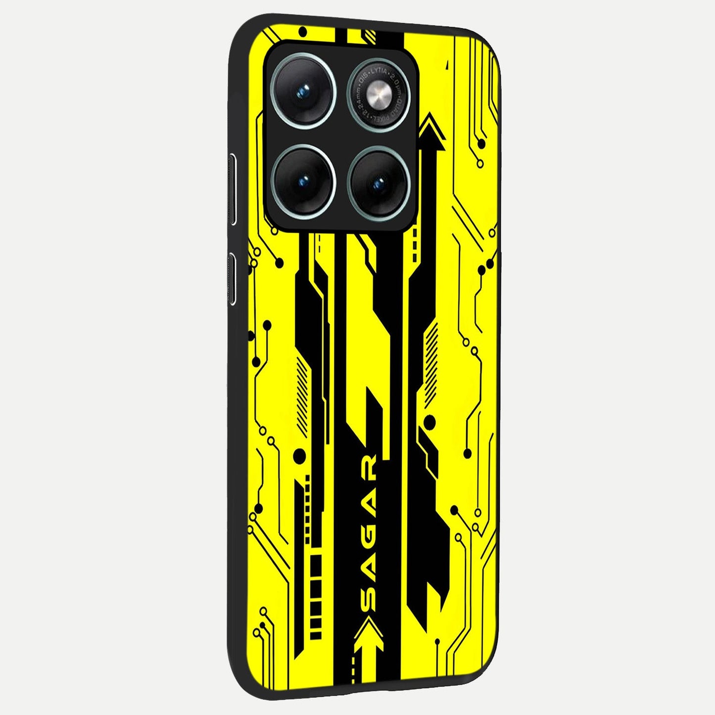 Electric Pulse CYBERPUNK Custom Name back cover For Moto Edge 70 Fusion slim fit glass case with vibrant aesthetic design