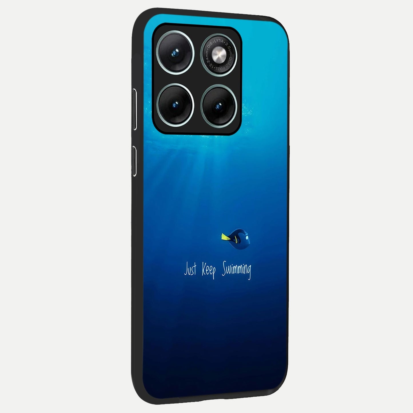 Just Keep Swimming back cover For Moto Edge 70 Fusion slim fit glass case with vibrant aesthetic design