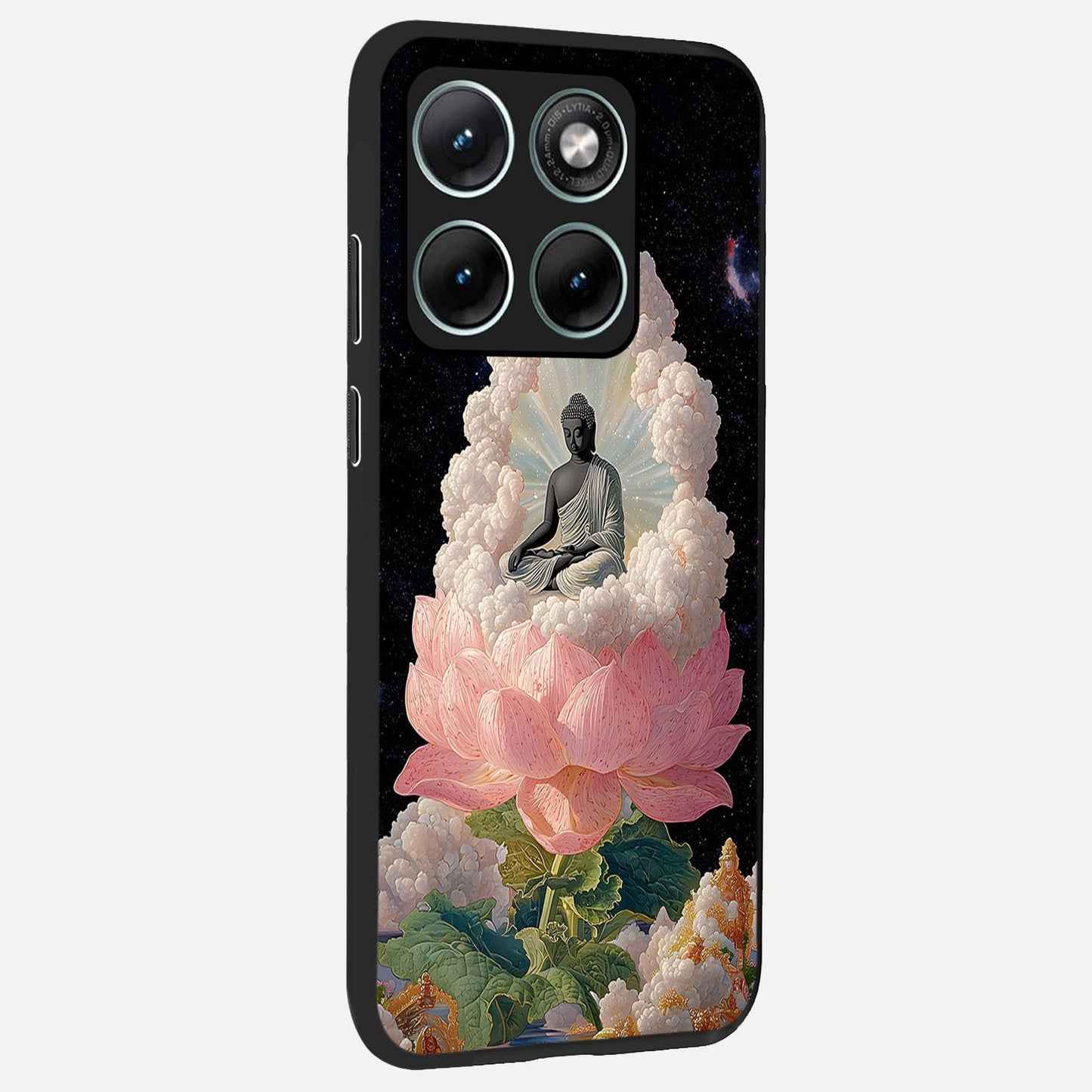 Lotus Divine Peace back cover For Moto Edge 70 Fusion slim fit glass case with vibrant aesthetic design
