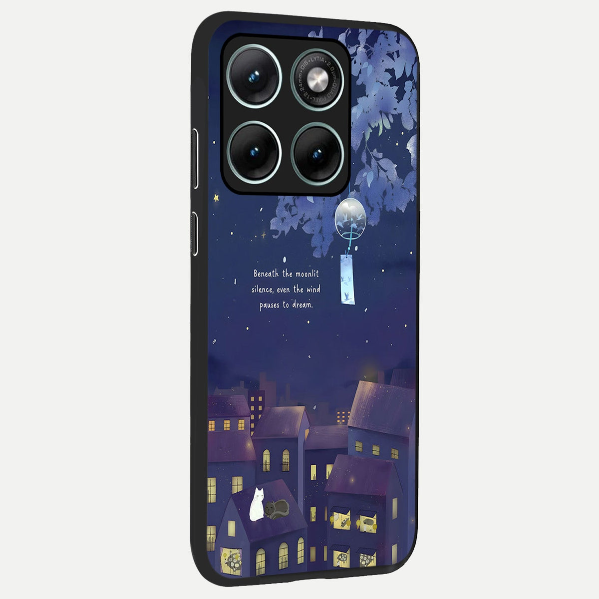 Moonlit Cat Silence back cover For Moto Edge 70 Fusion slim fit glass case with vibrant aesthetic design