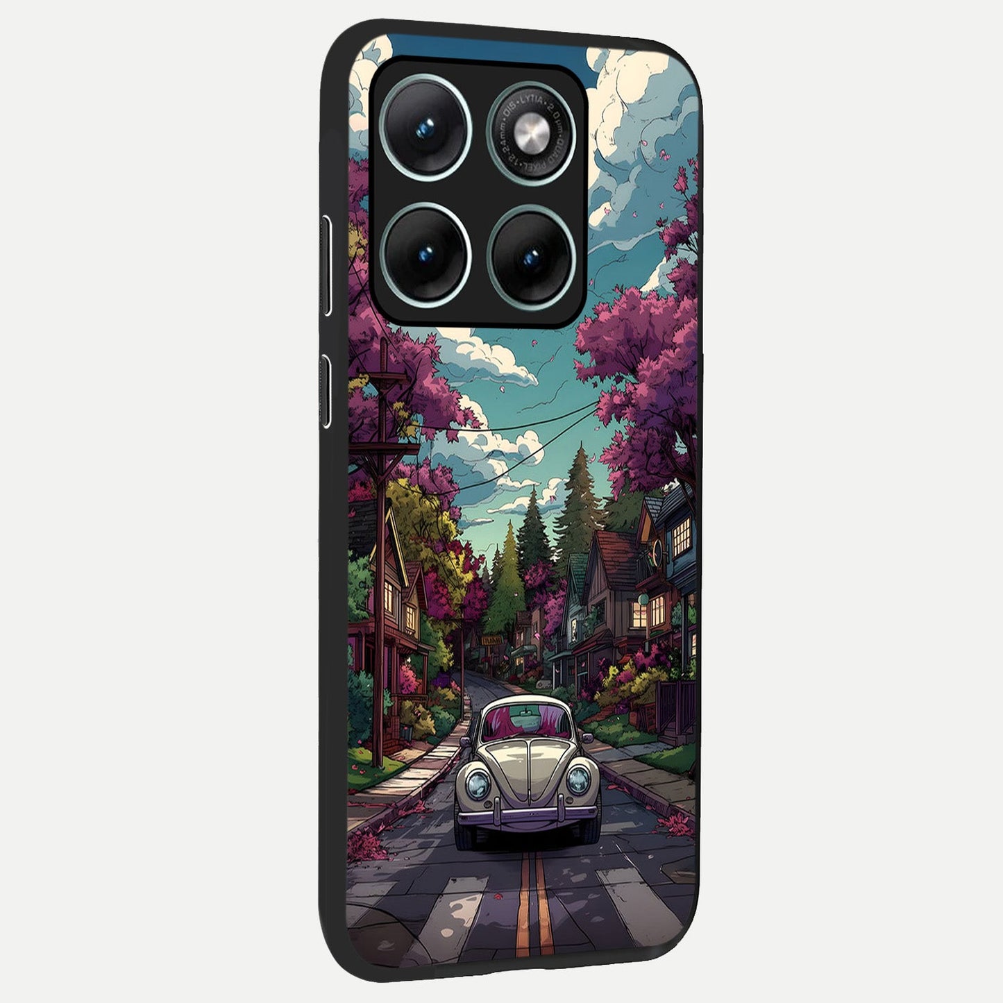 Vintage Street Drive back cover For Moto Edge 70 Fusion slim fit glass case with vibrant aesthetic design
