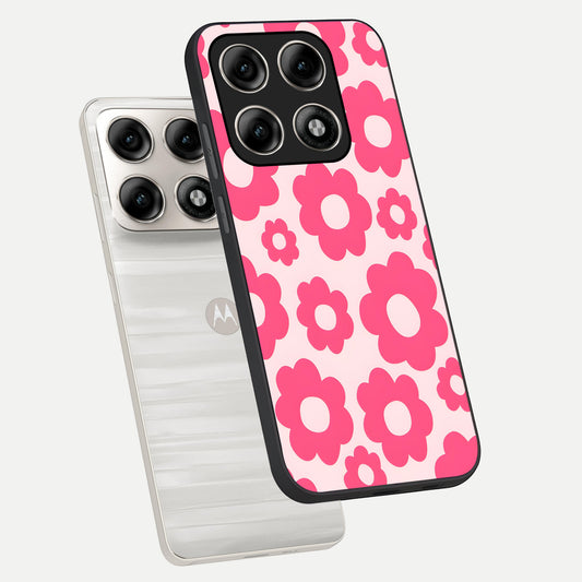 Blush Flower Pop phone case For Moto Edge 70 Pro showing premium glass back cover with detailed artwork