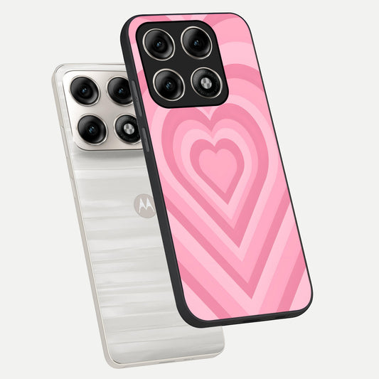 Blush Heart Waves phone case For Moto Edge 70 Pro showing premium glass back cover with detailed artwork