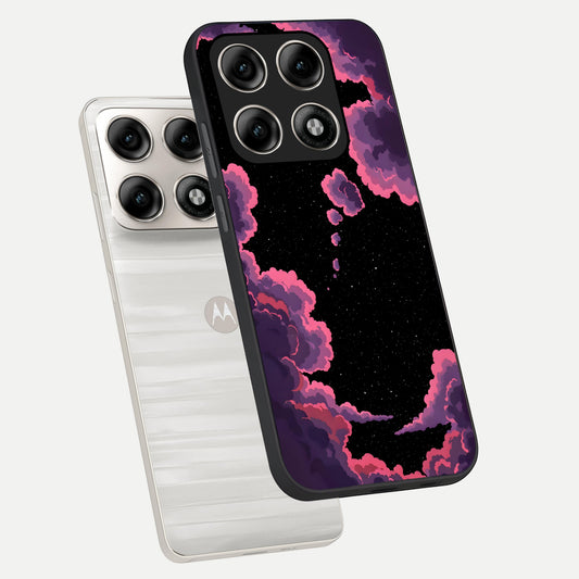Cosmic Cloud Journey phone case For Moto Edge 70 Pro showing premium glass back cover with detailed artwork