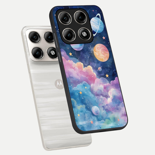 Cosmic Planet Dreams phone case For Moto Edge 70 Pro showing premium glass back cover with detailed artwork