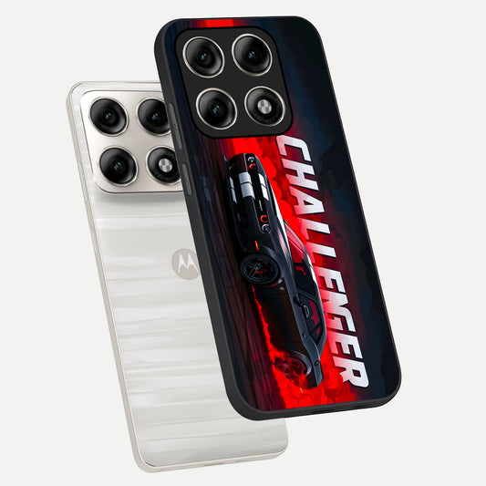 Crimson Challenger Fury phone case For Moto Edge 70 Pro showing premium glass back cover with detailed artwork