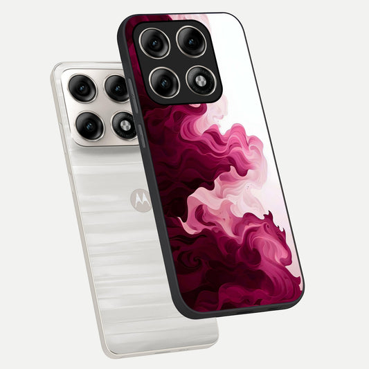 Crimson Wave Flow phone case For Moto Edge 70 Pro showing premium glass back cover with detailed artwork