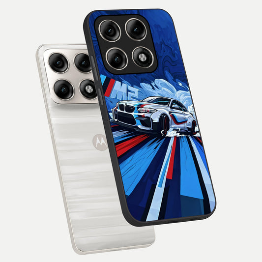 Drift Power Rush phone case For Moto Edge 70 Pro showing premium glass back cover with detailed artwork
