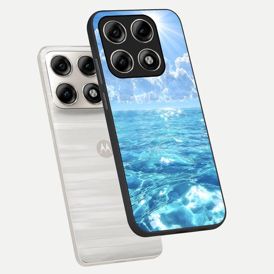 Endless Ocean Horizon phone case For Moto Edge 70 Pro showing premium glass back cover with detailed artwork