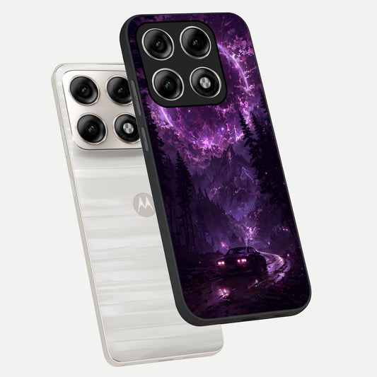 Eternal Cosmic Drive phone case For Moto Edge 70 Pro showing premium glass back cover with detailed artwork