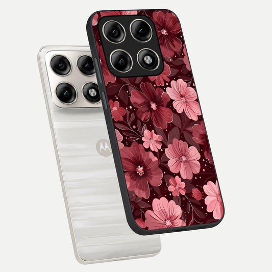 Flower Blush Bloom phone case For Moto Edge 70 Pro showing premium glass back cover with detailed artwork
