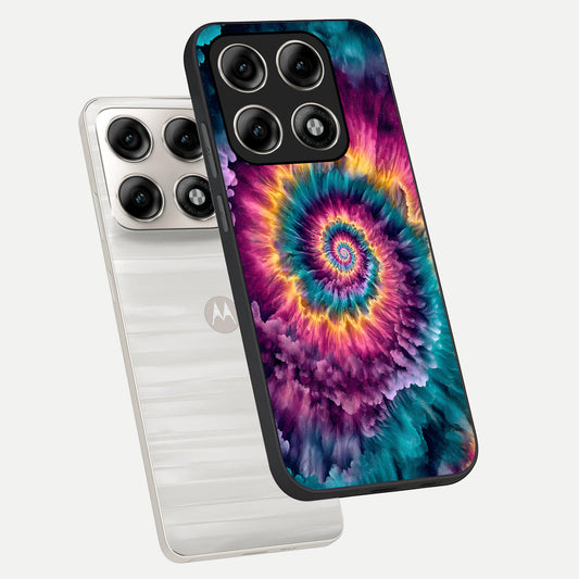 Galactic Spiral Burst phone case For Moto Edge 70 Pro showing premium glass back cover with detailed artwork