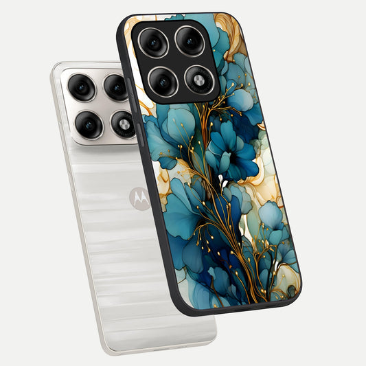 Golden Bloom Symphony phone case For Moto Edge 70 Pro showing premium glass back cover with detailed artwork